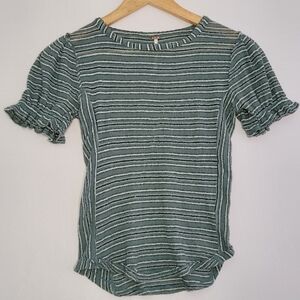 Free People Stripe Top Blouse Women Small Fairy Ruffles Stretch Dainty Ren Faire